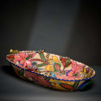 Ardmore Ceramic Studio; Serving dish with leopard and flowers