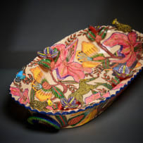 Ardmore Ceramic Studio; Serving dish with leopard and flowers