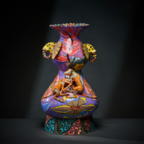 Ardmore Ceramic Studio; Elephant and monkey vase