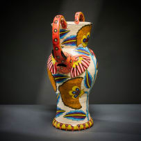 Ardmore Ceramic Studio; Orange elephant vase with handles