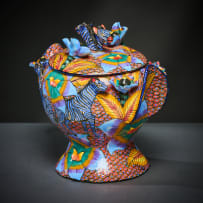 Ardmore Ceramic Studio; Blue zebra and flower tureen