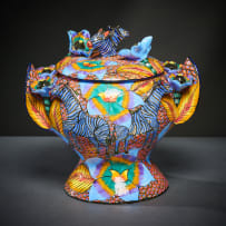 Ardmore Ceramic Studio; Blue zebra and flower tureen