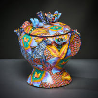Ardmore Ceramic Studio; Blue zebra and flower tureen