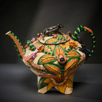 Ardmore Ceramic Studio; Mongoose and flower teapot