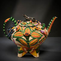Ardmore Ceramic Studio; Mongoose and flower teapot