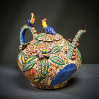Ardmore Ceramic Studio; Guineafowl and flower teapot