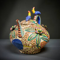 Ardmore Ceramic Studio; Guineafowl and flower teapot
