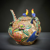 Ardmore Ceramic Studio; Guineafowl and flower teapot