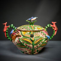 Ardmore Ceramic Studio; Jackal, antelope and bird tureen