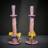 Ardmore Ceramic Studio; Pair of elephant candlesticks