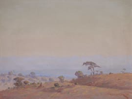 Willem Hermanus Coetzer; Landscape with Distant Mountains