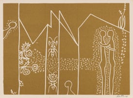 Walter Battiss; The Locust Swarm; Boys Collecting Wild Fruits, two