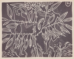 Walter Battiss; The Locust Swarm; Boys Collecting Wild Fruits, two