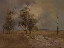 Christopher Tugwell; Landscape with Trees and Fence