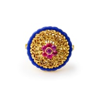 Ruby and enamel ring