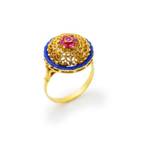 Ruby and enamel ring
