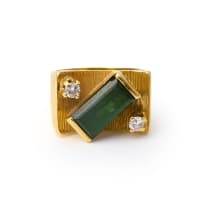 Modernist tourmaline and diamond ring
