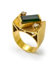 Modernist tourmaline and diamond ring