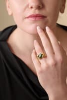 Modernist tourmaline and diamond ring