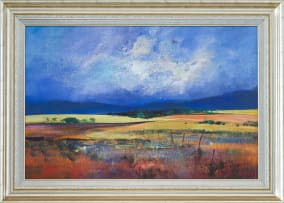 Derric van Rensburg; Extensive Cloudy Landscape with Distant Hills