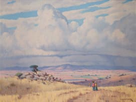 Willem Hermanus Coetzer; Landscape with Figures along a Pathway