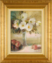 Mari Vermeulen-Breedt; Still Life with Vase of Flowers and Pomegranates