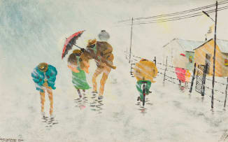 John Koenakeefe Mohl; Street Scene in the Rain, Soweto