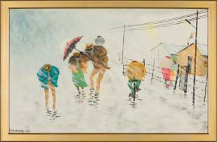 John Koenakeefe Mohl; Street Scene in the Rain, Soweto