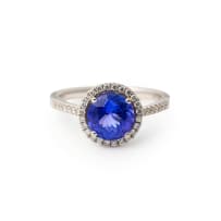 Tanzanite diamond halo ring