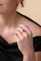 Tanzanite diamond halo ring