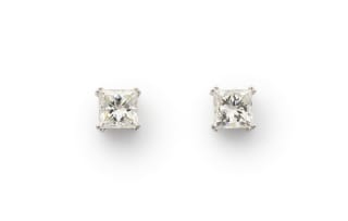 Princess-cut diamond studs