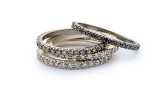 A stack of diamond rings