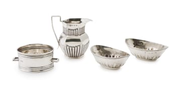 A pair of Victorian silver salts, maker's mark worn, Birmingham, 1893