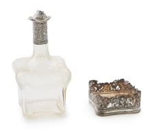 A Victorian silver-mounted glass decanter bearing import marks for B Muller & Son, Chester, 1898