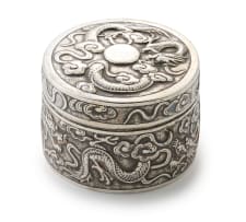 A Chinese export silver covered box, possibly Cum Shing, Canton, c.1880