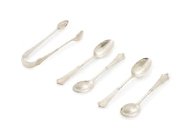 A set of four Edward VII Albany pattern silver teaspoons, Goldsmiths & Silversmiths Co Ltd, London, 1907