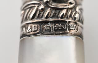 Six Edward VII silver and mother-of-pearl fruit forks, Allen & Darwin, Sheffield, 1905 & 1904