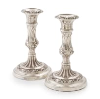 A pair of George III silver candlesticks, John & Thomas Settle, Sheffield, 1818
