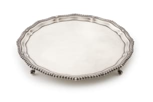 An Elizabeth II silver salver, Barker Brothers Silver Ltd, retailed for Lund London, Birmingham, 1957