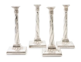 Four George III silver candlesticks, Thomas Watson & Co, Sheffield, 1775