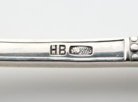 A canteen of Latvian silver flatware, Hermanis Banks, .875 standard, c.1922-1939
