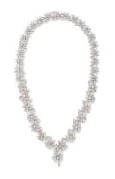 Al Moallim Jewellery; Diamond and South Sea pearl necklace and earring suite