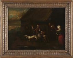 Dutch School, 18th Century; Figures by a House