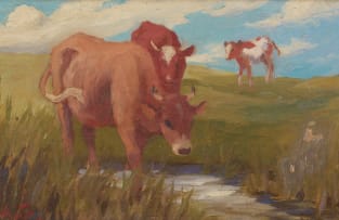 Allerley Glossop; Landscape with Cows and Stream