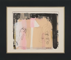 Sidney Goldblatt; Abstract Composition with Masks in Beige and Pink