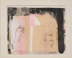Sidney Goldblatt; Abstract Composition with Masks in Beige and Pink