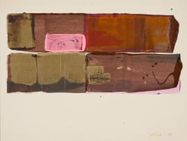 Sidney Goldblatt; Abstract Composition with Creatures in Brown and Pink