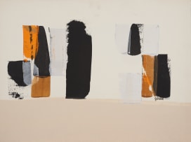 Sidney Goldblatt; Abstract Composition in Black, Orange and Silver