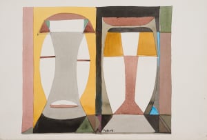 Sidney Goldblatt; Abstract Composition of Two Masks