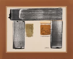 Sidney Goldblatt; Abstract Composition in Black with Figure and Animal